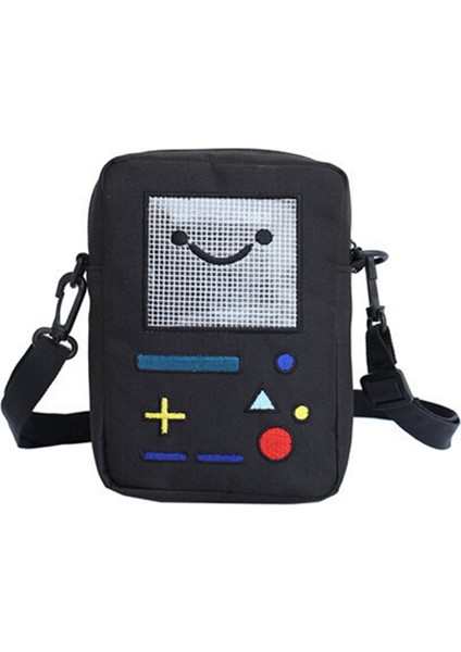 Siyah Stil Kadın Rahat Omuz Çantası Sevimli Kız Mini Naylon Robot Telefon Çanta Messenger Bolsas De Marca Komik Kawaii Crossbody Çanta (Yurt Dışından)