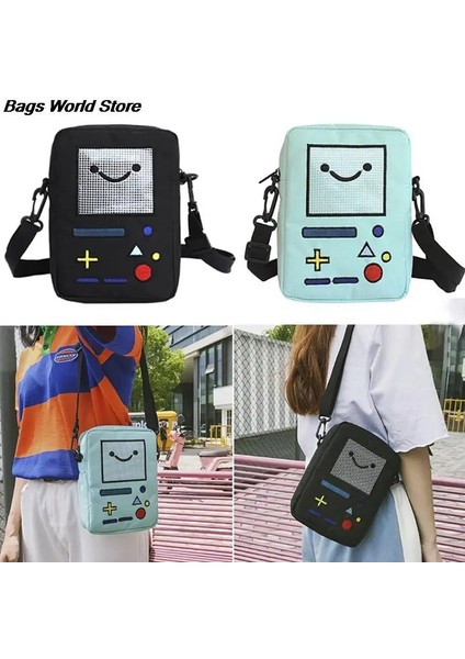 Siyah Stil Kadın Rahat Omuz Çantası Sevimli Kız Mini Naylon Robot Telefon Çanta Messenger Bolsas De Marca Komik Kawaii Crossbody Çanta (Yurt Dışından) modelleri