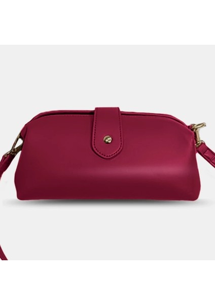 Kırmızı Stil Retro Moulder Çanta Kadınlar Için Crossbody Çanta Rahat Çok Cepli Cüzdan Deri Çanta Silindirik Tote Messenger Çanta Hediye (Yurt Dışından)