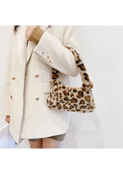 No.1 Tarzı Moda Kadın Inek Baskı Kalıp Çantaları Kadın Kış Peluş Koltukaltı Çantaları Leopar Zebra Desen Kabarık Bez Çantalar Küçük Çantalar (Yurt Dışından)
