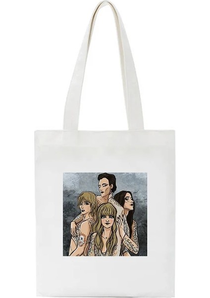 No.11 Stili 20X25CM Maneskin Alışveriş Çantaları Alışveriş Çantası Bez Çanta Çanta Omuz Çantası Yüksek Kapasiteli Kadın Pamuk Kanvas Çanta Plaj Çantası Unisex Moda (Yurt Dışından)