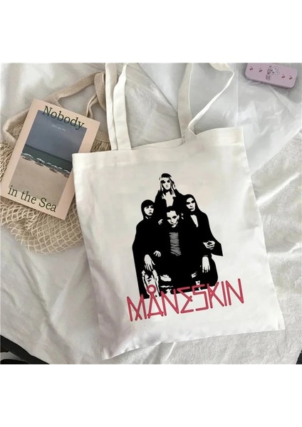 No.11 Stili 20X25CM Maneskin Alışveriş Çantaları Alışveriş Çantası Bez Çanta Çanta Omuz Çantası Yüksek Kapasiteli Kadın Pamuk Kanvas Çanta Plaj Çantası Unisex Moda (Yurt Dışından) indirimleri