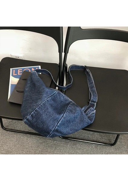 Lacivert Tarzı Rahat Sadelik Büyük Omuz Çantaları Kadın Kanvas Yüksek Kapasiteli Alışveriş Çantası Çapraz Vücut Denim Çanta Kadın Messenger Çanta (Yurt Dışından)