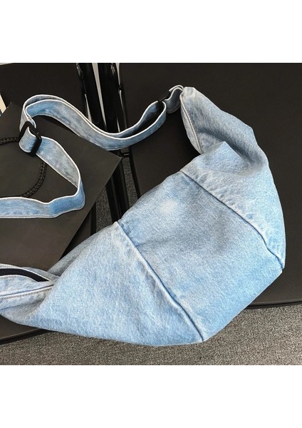 Lacivert Tarzı Rahat Sadelik Büyük Omuz Çantaları Kadın Kanvas Yüksek Kapasiteli Alışveriş Çantası Çapraz Vücut Denim Çanta Kadın Messenger Çanta (Yurt Dışından) fiyatları