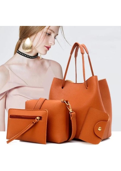 Kumral Tarzı 70% Sıcak Satmak Kadın Moda Düz Renk Yumuşak Faux Deri Omuz Çantası Çanta Çanta Seti (Yurt Dışından) fiyatları