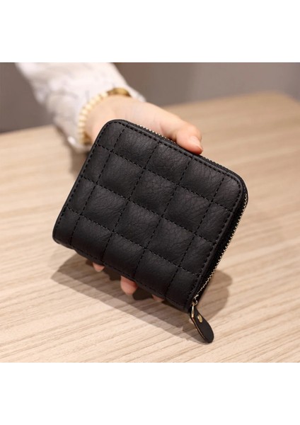 A-3 Tarzı Ewing Ekose Cüzdan Kadın Kısa Cüzdan Pu Deri Kadın Çantalar Kart Sahibinin Cüzdan Moda Bozuk Para Cüzdanı ile Fermuar Cüzdan (Yurt Dışından)