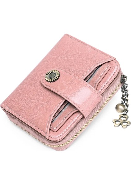 Pembe Stil Nyxıa Hakiki Deri Cüzdan Kadın Kısa Fermuar Dana Cüzdan Zincirli Sevimli Küçük Bozuk Para Cüzdanı Para Çantası Cüzdan Kadınlar Için (Yurt Dışından)
