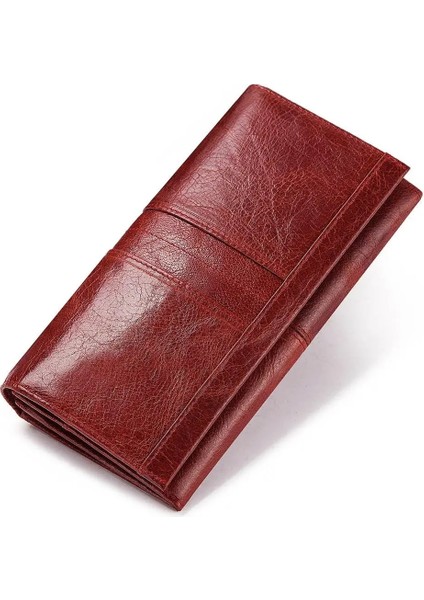Kırmızı Stil Yeni Trend Kadın Cüzdanı Hakiki Deri Kadın Cüzdanı Kadın Çanta Portomonee Kelepçe Telefon Kartı Tutacağı Pasaport Tutucu (Yurt Dışından)