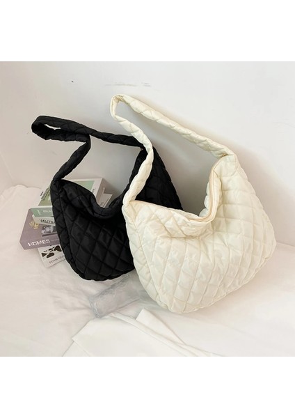 Siyah Stil Kadın Kış Çanta Çantalar Uzay Pedi Pamuk Crossbody Çanta Kadın Saf Renk Kapitone Büyük Crossbody Çanta (Yurt Dışından) fırsatları
