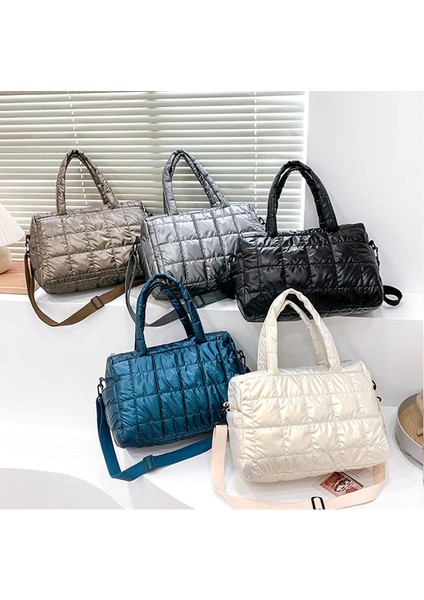 Siyah Omuz Çantası Stili Kış Tote 2021NEW Omuz Çantası Kadın Çanta Uzay Pedi Pamuk Tüy Aşağı Çanta Moda Bayan Büyük Kapasiteli Crossbody Çanta (Yurt Dışından)