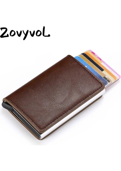 Eyu Kahverengi X12C Stili Zovyvol Urse Erkek Kadın Akıllı Cüzdan Kartvizitlik Çile Rfid Cüzdan Alüminyum Metal Kredi Iş Mini Kart Cüzdan (Yurt Dışından) modelleri