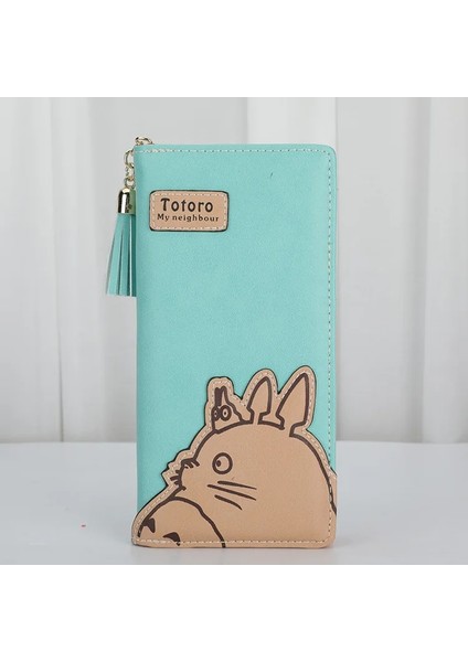 Yeşil Stil Kadınlar Komşum Totoro Cüzdan Pu Deri Uzun Stil Kız Kart Sahibinin Karikatür Sevimli Kedi Bozuk Para Cüzdanı Telefon Cebi Debriyaj (Yurt Dışından)