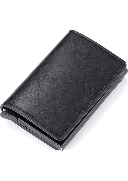 Siyah K9109 Stili Bycobecy Yeni Erkek Cüzdanı Fashioncarbon Fiber Anti Theft Rfid Akıllı Kartlık Cüzdanı Retro Basit Nötr Alüminyum Mini Cüzdan (Yurt Dışından)