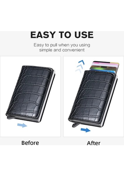 Mavi Stil Erkekler Akıllı Cüzdan Rfid Güvenli Hırsızlığa Karşı Tutucu Kadınlar Küçük Çanta Banka Kımlık Kart Sahibi Metal Ince Kılıf Siyah Pu Deri Kart Klip Çanta (Yurt Dışından) indirimleri