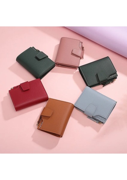 Kahverengi Tarzı Kadın Cüzdan Carteira Feminina Deri Cüzdan Kısa Porte Para Kadın Üç Katlı Fermuar Ince Porte Feuille Femme Cartera (Yurt Dışından) modelleri