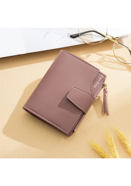 Kahverengi Tarzı Kadın Cüzdan Carteira Feminina Deri Cüzdan Kısa Porte Para Kadın Üç Katlı Fermuar Ince Porte Feuille Femme Cartera (Yurt Dışından) fırsatları