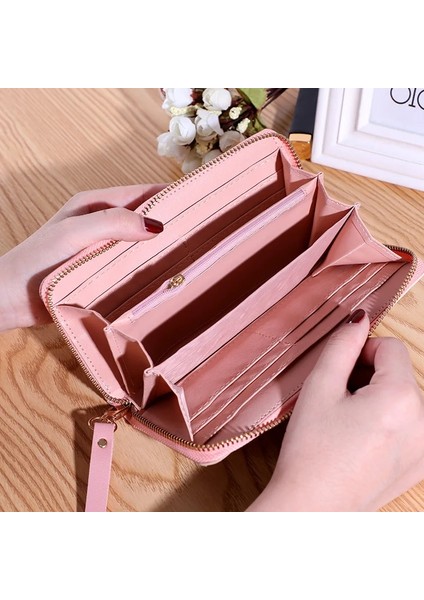 Kısa Pembe 12CM Stili Geometrik Patchwork Kadın Cüzdan Pu Deri Uzun Fermuar Bilek Çantalar Püskül Tasarım Debriyaj Sonsuza Kadar Genç Kadın Kart Sahibinin (Yurt Dışından)