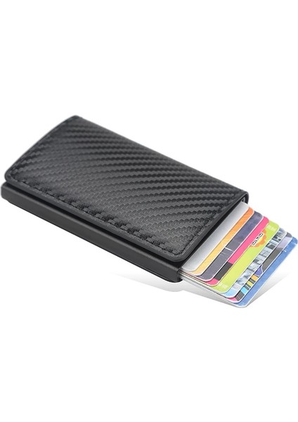 TQ012 Altın Stili Yeni Karbon Fiber Kart Sahibinin Cüzdan Erkekler Rfid Siyah Sihirli Üç Katlı Deri Ince Mini Cüzdan Küçük Para Çantası Erkek Çantalar (Yurt Dışından) modelleri