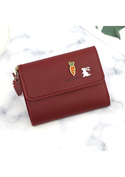 Kırmızı Stil Kızlar Için Ute Cüzdan Bozuk Para Cüzdanı Bayan Kart Çanta Cüzdanı Çok Fonksiyonlu Tavşan ve Havuç Bozuk Para Cüzdanı (Yurt Dışından)