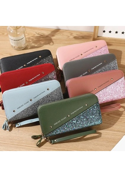 Bir Fermuar Pembe Tarzı Kadın Cüzdanları Bayan Uzun Para Çantaları Kart Sahibi Kadın Çift Fermuarlı Çantalar Billfold Cüzdan Burse Bileklik Para Çantaları Cep (Yurt Dışından) indirimleri