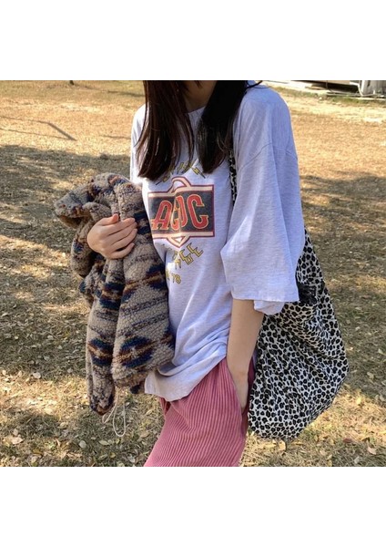 Kahverengi Leopar Tarzı 45X35CM Leopar Desen Kadın Tuval Omuz Messenger Çanta Öğrenci Kız Okul Tote Çanta Büyük Kapasiteli Bayanlar Eko Alışveriş Çantası (Yurt Dışından) fırsatları