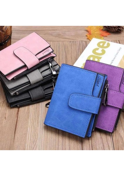 Qiuming Shop Gri Stil Moda Kadın Fırçalama Cüzdanı Deri Zip Çile Bozuk Para Cüzdanı Debriyaj Çanta Küçük Mini Kart Sahibinin Siyah Pembe Mavi Kırmızı Mor Kahverengi (Yurt Dışından)