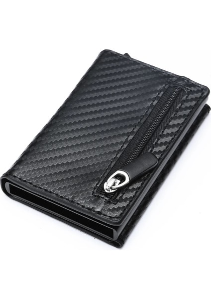 Tanxian Siyah X-52 Stili Bycobecy Rfid Akıllı Cüzdan Kredi Kartı Tutucu Metal Ince Ince Erkek Cüzdan Pass Gizli Pop Up Minimalist Cüzdan Küçük Bozuk Para Cüzdanı (Yurt Dışından)