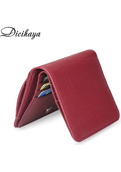 Gül Kırmızı Tarzı Dıcıhaya Alışveriş Merkezi Gerçek Deri Cüzdan Kredi Kartı Sahibi Erkekler ve Kadınlar Cowhıde Rfıd Çanta Mını Hakiki Deri Moda Cüzdanlar (Yurt Dışından) modelleri