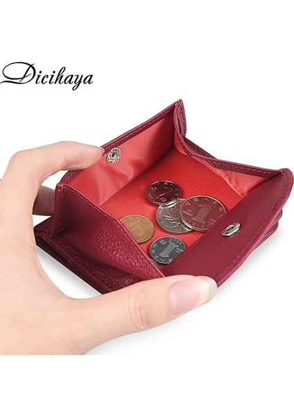 Gül Kırmızı Tarzı Dıcıhaya Alışveriş Merkezi Gerçek Deri Cüzdan Kredi Kartı Sahibi Erkekler ve Kadınlar Cowhıde Rfıd Çanta Mını Hakiki Deri Moda Cüzdanlar (Yurt Dışından) indirimleri