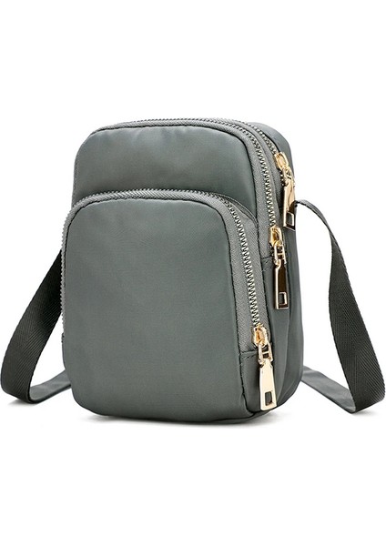 Koyu Gri Stil Kadın Crossbody Fermuar Cep Telefonu Omuz Çantası Bayan Kadın Çok Fonksiyonlu Çanta Bilek Çanta Crossbody Cep Telefonu Çantası (Yurt Dışından)