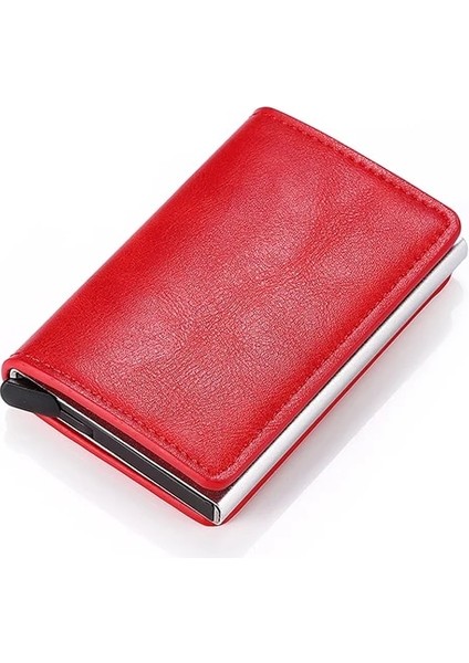 Kırmızı K9109 Stili Bycobecy Yeni Erkek Cüzdanı Fashioncarbon Fiber Anti Theft Rfid Akıllı Kartlık Cüzdanı Retro Basit Nötr Alüminyum Mini Cüzdan (Yurt Dışından)