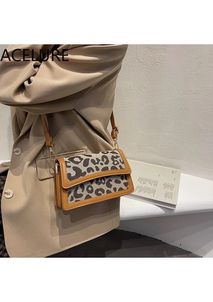 7607 Kahverengi Tarzı Bs Acelure Kadınlar Küçük Omuz Çantası Leopar Pu Deri Moda Crossbody Abgs Bayanlar Yeni Tasarımcı Koltukaltı Çantaları Tüm Maç Retro (Yurt Dışından) fırsatları