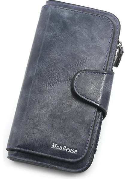 Mavi Stil Deriden Yapılmış Kadın Cüzdanı Cüzdanlar Üç Katlı Vıntage Bayan Cüzdanlar Cep Telefonu Çanta Bayan Bozuk Para Cüzdanı Carteira Feminina (Yurt Dışından)