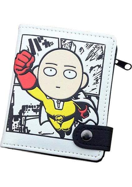 Tek Yumruk Adam 3 Tarzı Anime One Punch Man Pu Beyaz Sıfır Cüzdan Iç Fermuarlı Cebi Madeni Para Cüzdanı (Yurt Dışından)