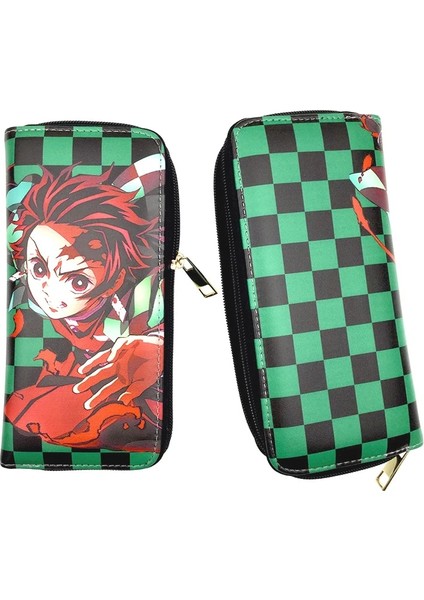 Fermuar-10 Tarzı Anime Demon Slayer Nezuko Uzun Pu Deri Cüzdan Kimetsu No Yaiba Anime Çanta (Yurt Dışından)