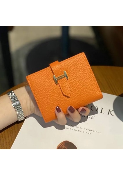 Turuncu Kısa Stil Bayan Cüzdan ve Çantalar Hakiki Deri Moda Kısa Para Çantası Lüks Telefon Cüzdanı Lüks Tasarım Çile Çanta Küçük Cüzdan (Yurt Dışından) fiyatları