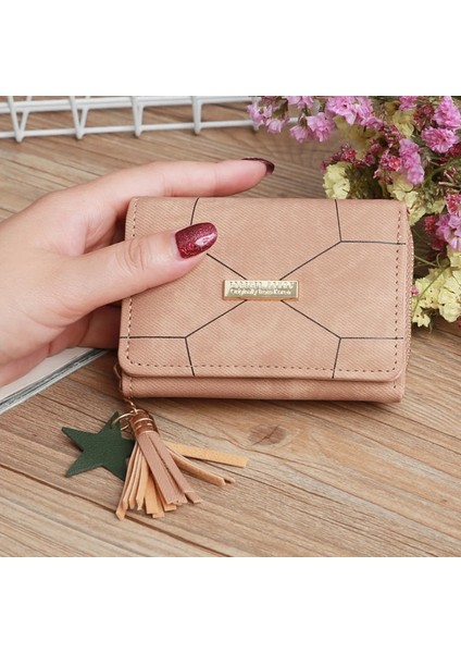 Kırmızı C Tarzı Cüzdan Para Çantası Kart Sahibinin Cep Çanta Sevimli Moda Geometrik Patchwork Pembe Kadın Lady Kadın Kısa Mini Fermuar Püskül (Yurt Dışından) modelleri