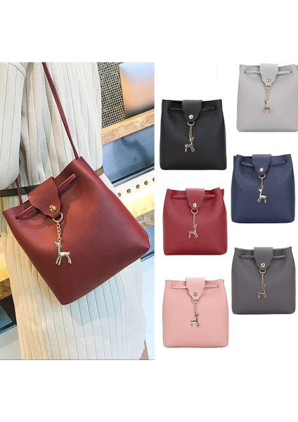 Kırmızı Stil Ew Moda Pu Deri Kadın Kova Çanta Yüksek Li Retro Omuzdan Askili Çanta Basit Çapraz Çanta Çanta Açık Kahverengi Dekoratif Çanta (Yurt Dışından) fırsatları