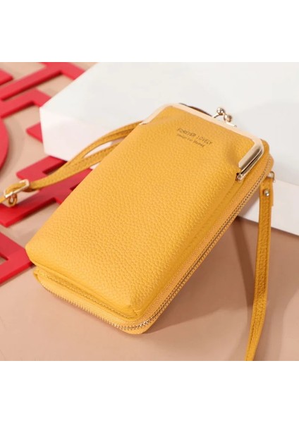 Sarı Stil 2021 Yeni Moda Kadın Cüzdan Çok Fonksiyonlu Cep Telefonu Çanta Çantalar Büyük Kapasiteli Kadın Omuz Askılı Çanta Carteras (Yurt Dışından)