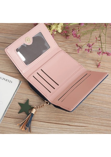 Demir Grisi Tarzı Cüzdan Para Çantası Kart Sahibinin Cep Çanta Sevimli Moda Geometrik Patchwork Pembe Kadın Lady Kadın Kısa Mini Fermuar Püskül (Yurt Dışından) fırsatları