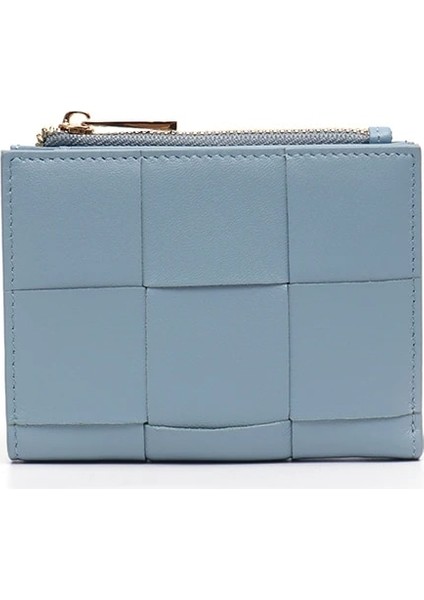 Mavi Stil Sc Moda Dokuma Hakiki Deri Kadın Kısa Cüzdan Fonksiyonel Bifold Bozuk Para Cüzdanı Para Çantaları Kadın Alışveriş Merkezi Çoklu Kart Sahipleri (Yurt Dışından)