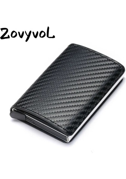 Eyu Kahverengi X-12C Stili Zovyvol Alüminyum Cüzdan Metal Kredi Kartı Tutacağı Otomatik Elastik Pu Deri Hırsızlığa Karşı Rfid Engelleme Cüzdan Pasaport Tutucu Erkekler (Yurt Dışından)