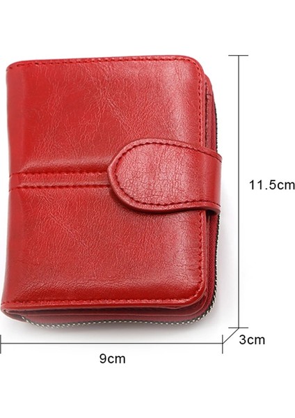 Karpuz Kırmızı Stil Moda Kadın Cüzdanı Pu Deri Fermuar Düz Renk Kısa Cüzdan Wome Için Lüks Tasarımcı Çoklu Kart 2 Katlı Kart Sahibinin (Yurt Dışından) indirimleri