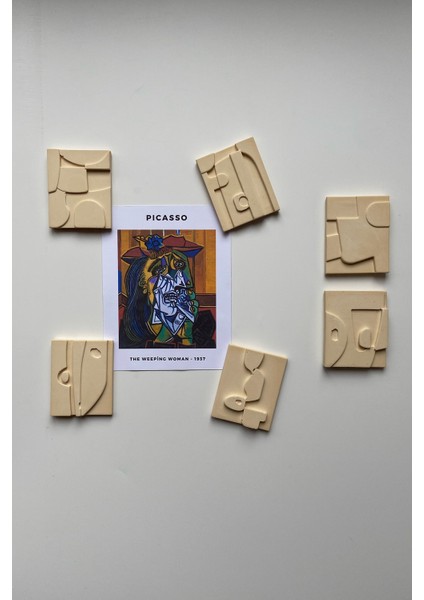 6'Lı Picasso Buzdolabı Magneti Bej