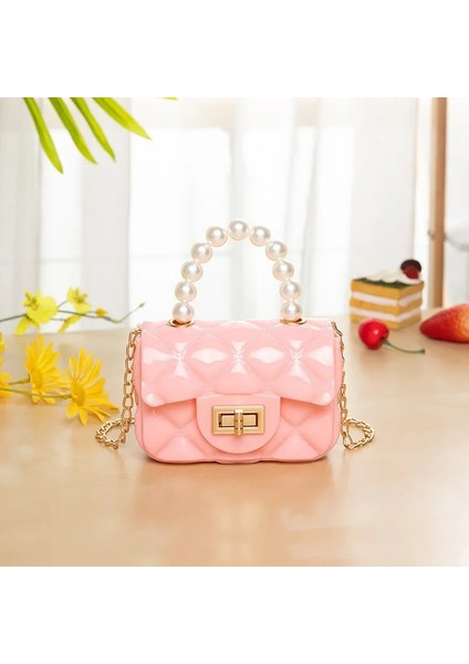 Pembe Tarzı Mini Fasion Yeni Küçük Omuz Bgas Jöle Sevimli Crossbody Çanta Kadın Tote Inci Saplı Çantalar En-Hanlde-Çantaları (Yurt Dışından)