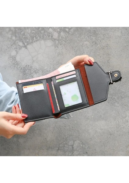 Pembe Tarzı Düz Renk Deri Dikiş Kadın Cüzdan Kısa Mini Bayan Notecase Cep Çanta Buttoaloong Kafa Çanta Kartı Kadın Para Çantası (Yurt Dışından) indirimleri