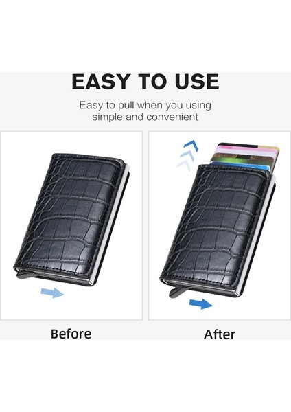 Timsah Desen Stili Rfid Güvenli Hırsızlığa Karşı Akıllı Cüzdan Ince Kimlik Kartları Tutacağı Unisex Otomatik Olarak Katı Metal Banka Kredi Kartları Tutacağı Iş Çantası (Yurt Dışından) indirimleri