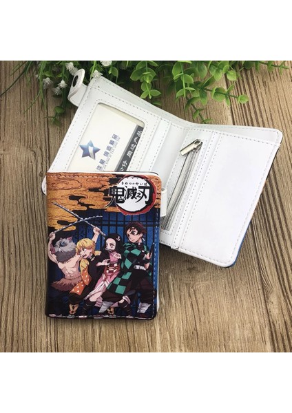 Yeşil Stil Anime Demon Slayer Yumuşak Düğmeli Cüzdan Tomioka Giyuu Fermuarlı Madeni Para Kartı Çanta (Yurt Dışından)