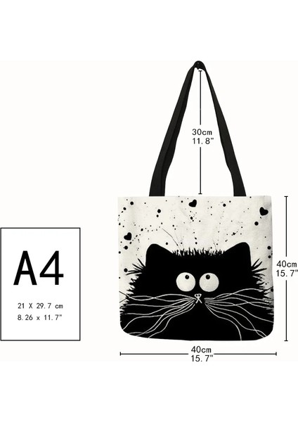 No.3 Tarzı Özelleştirilmiş Sevimli Kedi Baskı Kadın Çanta Baskı Logolu Keten Bez Çantalar Rahat Seyahat Plaj Çantaları (Yurt Dışından) modelleri
