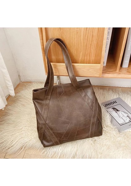 Haki Stili 35X15X34CM Smooza Kadın Pu Çanta Retro Bez Çantalar Moda Patchwork Omuz Çantası Alışveriş ve Seyahat Büyük Kapasiteli Yüksek Li Çantalar (Yurt Dışından)